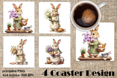 Summer Bunny Coaster PNG | Cute Rabbit Floral Coaster Product Image 1