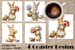 Summer Bunny Coaster PNG | Cute Rabbit Floral Coaster Product Image 1