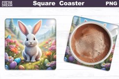 Easter Square Coaster | Spring Bunny Square Coaster Product Image 1