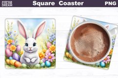 Easter Square Coaster | Spring Bunny Square Coaster Product Image 1