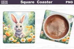 Easter Square Coaster | Spring Bunny Square Coaster Product Image 1