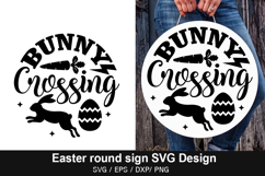 Bunny Crossing SVG - Easter Round Sign Design Product Image 1