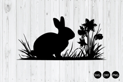 Bunny Silhouette Daffodil SVG, Bunny SVG, Easter Bunny SVG Product Image 1