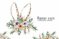 Watercolor Leopard floral Easter bunny clipart- 2 PNG FILEs Product Image 3