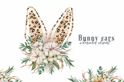 Watercolor Leopard floral Easter bunny clipart- 2 PNG FILEs Product Image 2