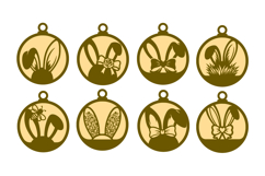 8x Easter Bunny Ears Gifts Laser Cut SVG Ornament Designs Product Image 2
