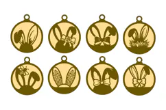 8x Easter Bunny Ears Gifts Laser Cut SVG Ornament Designs Product Image 2