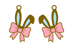 Bunny Ears with Bow Earrings Laser Cut SVG Product Image 2