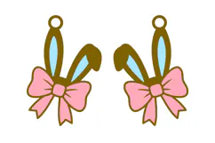 Bunny Ears with Bow Earrings Laser Cut SVG Product Image 2
