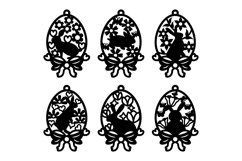 Cute Rabbit in Floral Easter Eggs with Ribbon Gift Tags Set Product Image 2