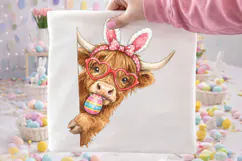 Highland Cow Easter PNG, Bunny Easter PNG, Happy Easter PNG Product Image 3