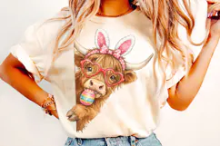 Highland Cow Easter PNG, Bunny Easter PNG, Happy Easter PNG Product Image 5