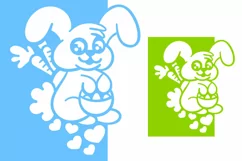 Papercut Card Cute Bunny Holding Egg Basket Carrying Carrots Product Image 2