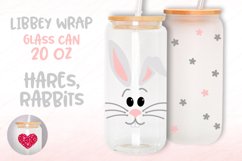 Bunny face Flowers print 20oz glass can Tumbler wrap Easter Product Image 1