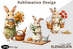 Cute Bunny Floral Sublimation PNG, animals clipart Product Image 1