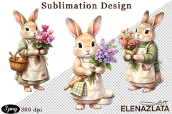 Cute Bunny Floral Sublimation PNG, animals clipart Product Image 1