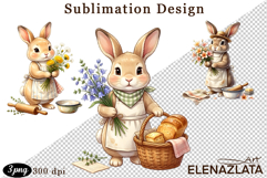 Cute Bunny Floral Sublimation PNG, animals clipart Product Image 1