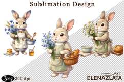 Cute Bunny Floral Sublimation PNG, animals clipart Product Image 1