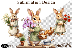 Cute Bunny Floral Sublimation PNG, animals clipart Product Image 1