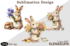 Cute Bunny Floral Sublimation PNG, animals clipart Product Image 1