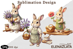 Cute Bunny Floral Sublimation PNG, animals clipart Product Image 1