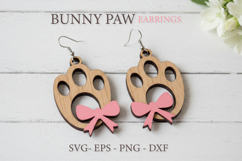 Bunny Paws with Bow Earrings - Laser Cut SVG Template Product Image 1
