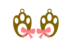 Bunny Paws with Bow Earrings - Laser Cut SVG Template Product Image 2