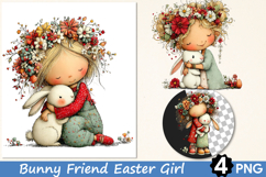 Bunny Friend Easter Girl Clipart Product Image 1