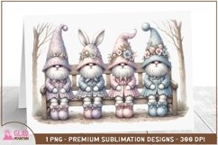Easter Bunny Gnomes floral png, Easter Gnome bunny pngs Product Image 2