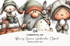 Bunny gnome watercolor clipart Product Image 1