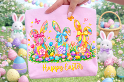 Happy Easter, Bunny Coquette Easter PNG, Floral Easter PNG Product Image 3