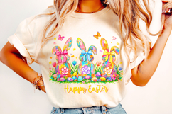 Happy Easter, Bunny Coquette Easter PNG, Floral Easter PNG Product Image 4