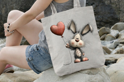 Bunny Holding Heart Balloon Mother's Day clipart Product Image 3