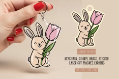 Easter Bunny Holding Tulip Flower Laser Cut Template Product Image 1