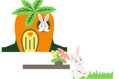 Bunnies Easter Holding cute animals Carrot Card 3D Papercut Product Image 3