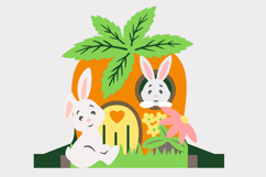 Bunnies Easter Holding cute animals Carrot Card 3D Papercut Product Image 4