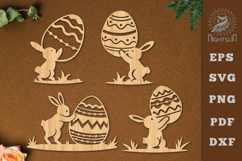 Bunny Hunting Eggs Lasercut Decoration SVG Product Image 1