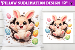 Easter bunny in egg Pillow sublimation | Funny spring bunny Product Image 1