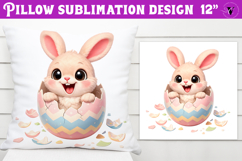 Easter bunny in egg Pillow sublimation | Funny spring bunny Product Image 1