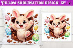 Easter bunny in egg Pillow sublimation | Funny spring bunny Product Image 1
