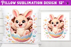 Easter bunny in egg Pillow sublimation | Funny spring bunny Product Image 1