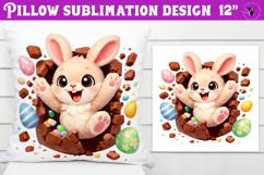 Easter bunny in egg Pillow sublimation | Funny spring bunny Product Image 1