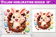 Easter bunny in egg Pillow sublimation | Funny spring bunny Product Image 1