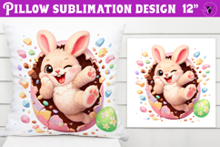 Easter bunny in egg Pillow sublimation | Funny spring bunny Product Image 1