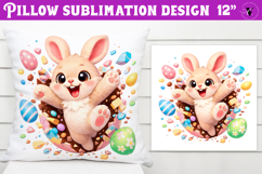 Easter bunny in egg Pillow sublimation | Funny spring bunny Product Image 1