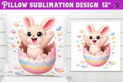 Easter bunny in egg Pillow sublimation | Funny spring bunny Product Image 1