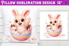 Easter bunny in egg Pillow sublimation | Funny spring bunny Product Image 1
