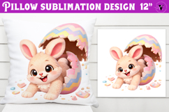Easter bunny in egg Pillow sublimation | Funny spring bunny Product Image 1
