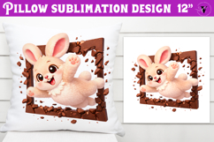 Easter bunny in egg Pillow sublimation | Funny spring bunny Product Image 1