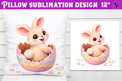 Easter bunny in egg Pillow sublimation | Funny spring bunny Product Image 1